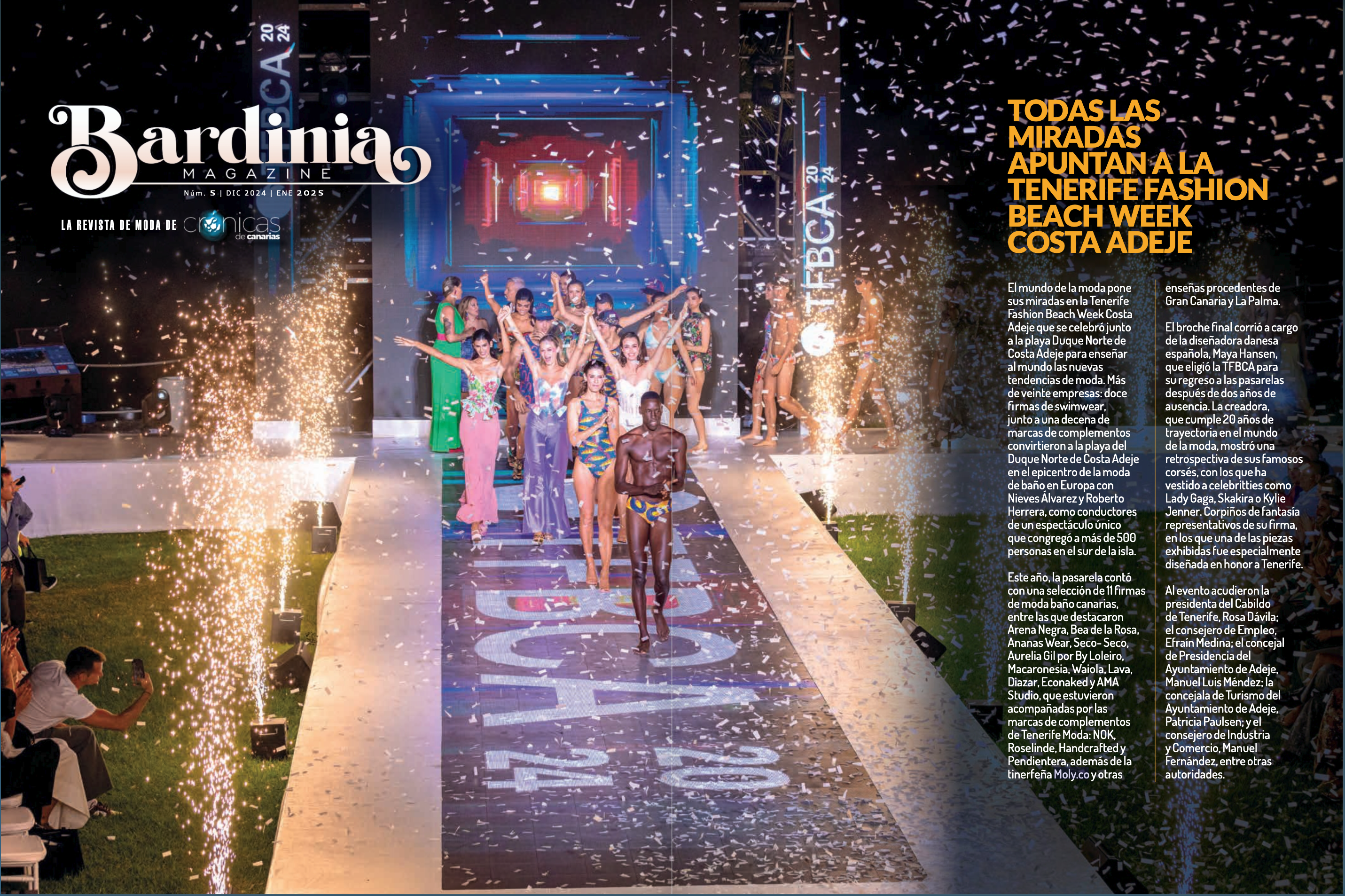 Portada de Bardinia de Crónicas de Canarias, Tenerife Fashion Beach Week Costa Adeje