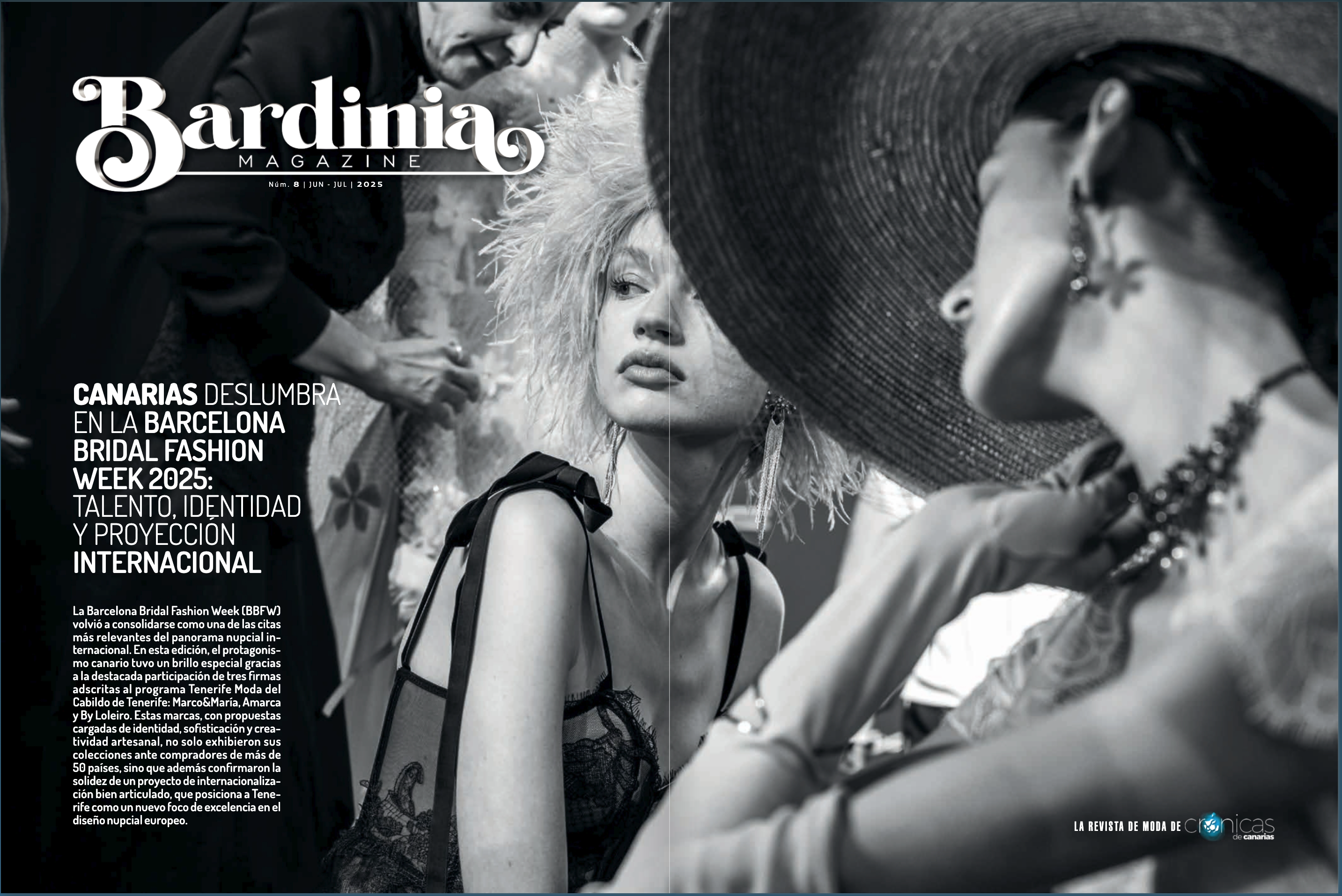 Portada de revista Bardinia magazin de Crónicas de Canarias 2025, Gran Canaria foto de Maria Nova